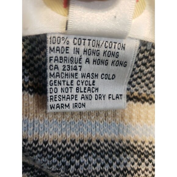 Talbots White Blue Fair Isle Print Button-Up Cardigan Sweater Size Large - Picture 5 of 7